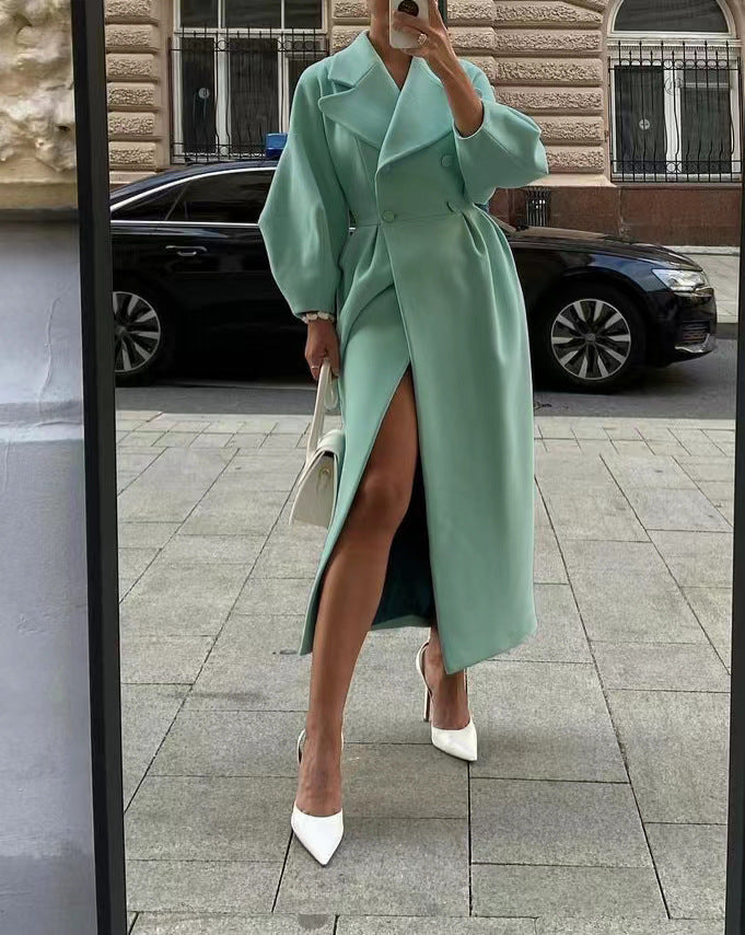 Sofie | Elegant Lang Damefrakke med Reverskrave