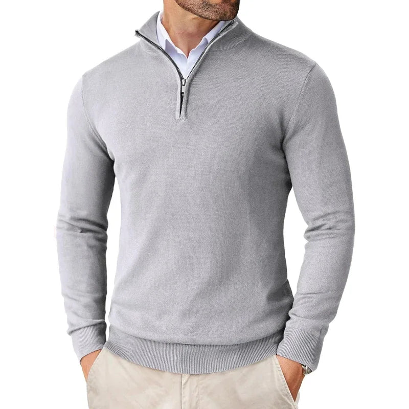 Søren | Sweater med lynlås i bomuldsmix til mænd
