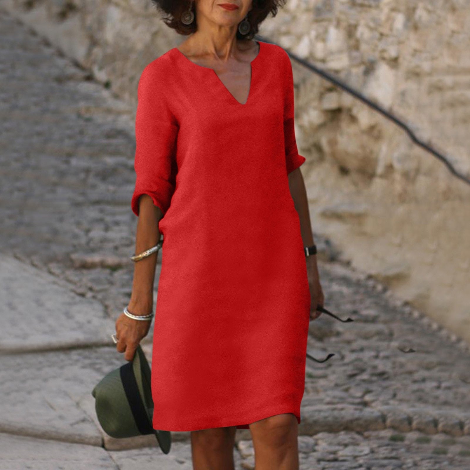 Anette | Elegant V-hals Kjole til Sommer