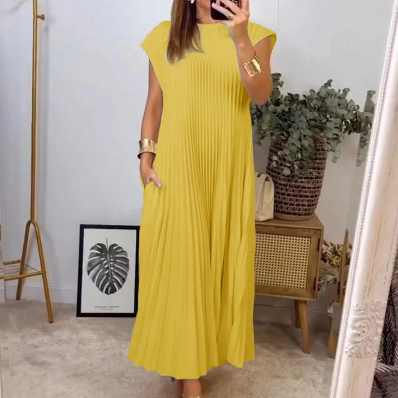 Tamara | Elegant Plisseret Maxikjole til Fest
