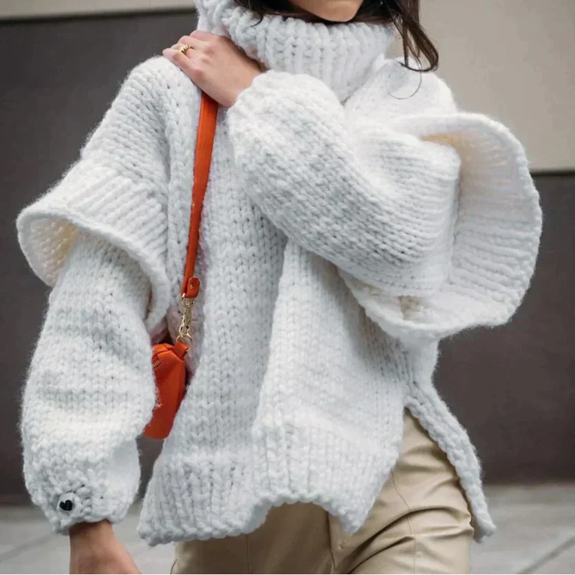 Mona | Hyggelig Oversize Rullekrave Sweater til Vinter
