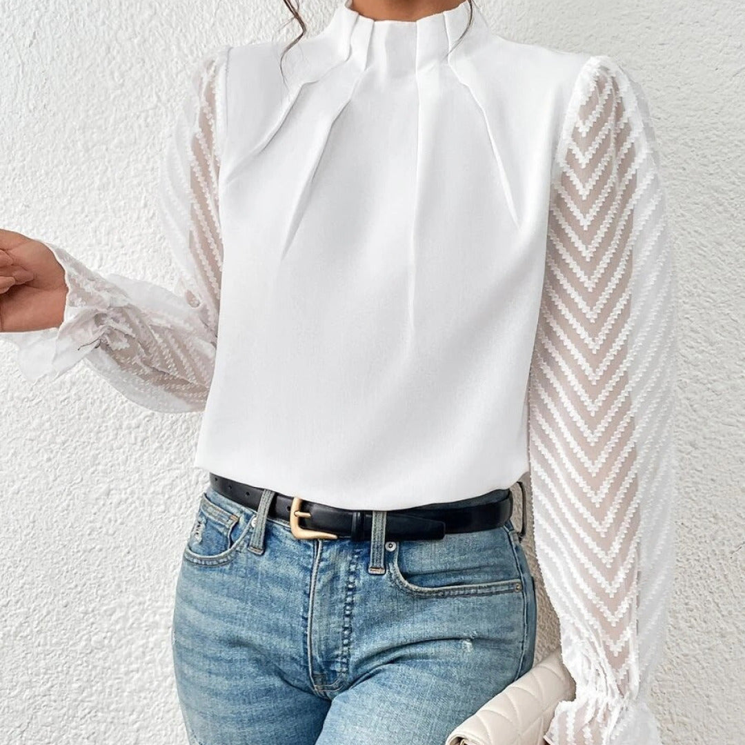 Elegant mønstret bluse til damer