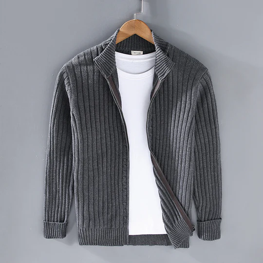 Anders | Cardigan i slim fit med lynlås til mænd