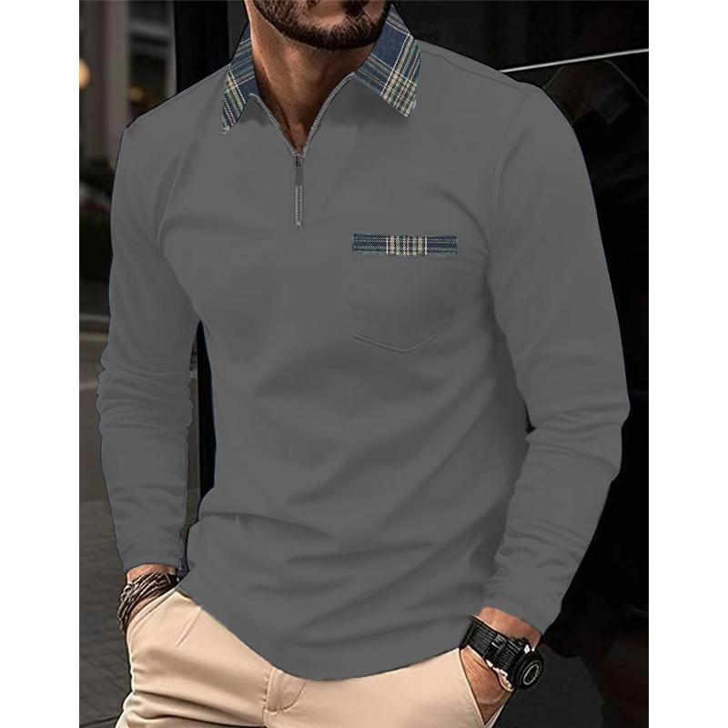 Hugo | Langærmet Poloshirt med Tern og Lynlås