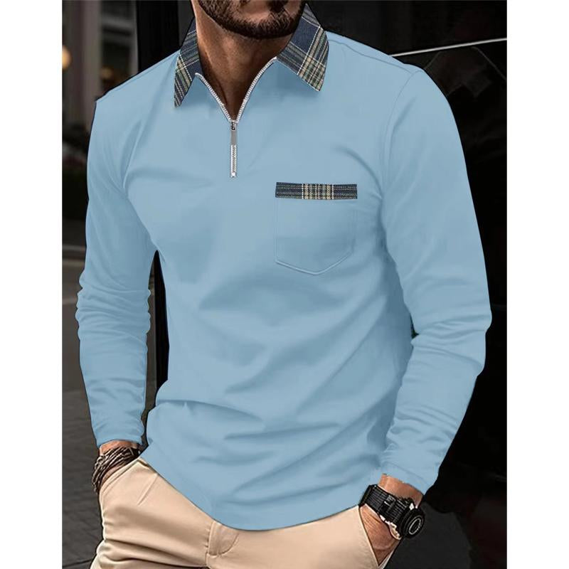 Hugo | Langærmet Poloshirt med Tern og Lynlås