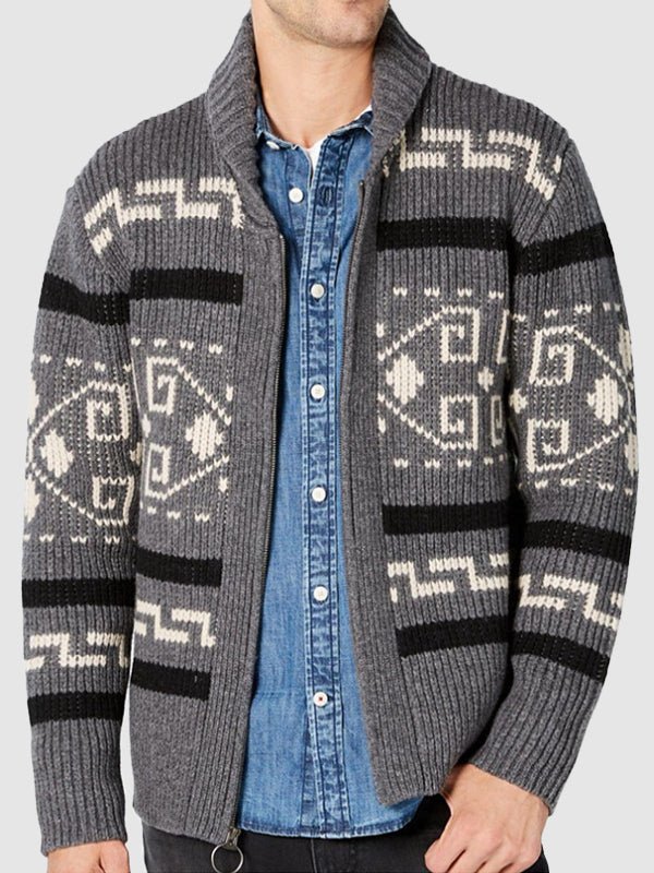 Henrik | Cardigan med geometrisk mønster til mænd