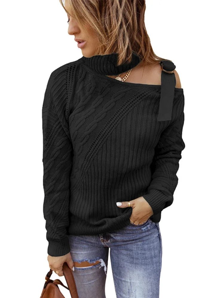 Mette | Vinter Chic Leopard Sweater med Én Skulder