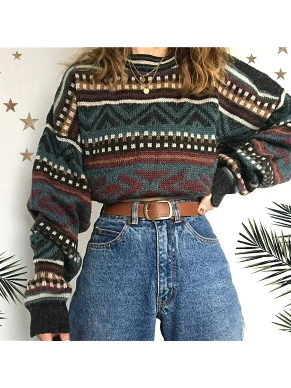 Oda | Geometrisk Mønstret Sweater til Vintermode
