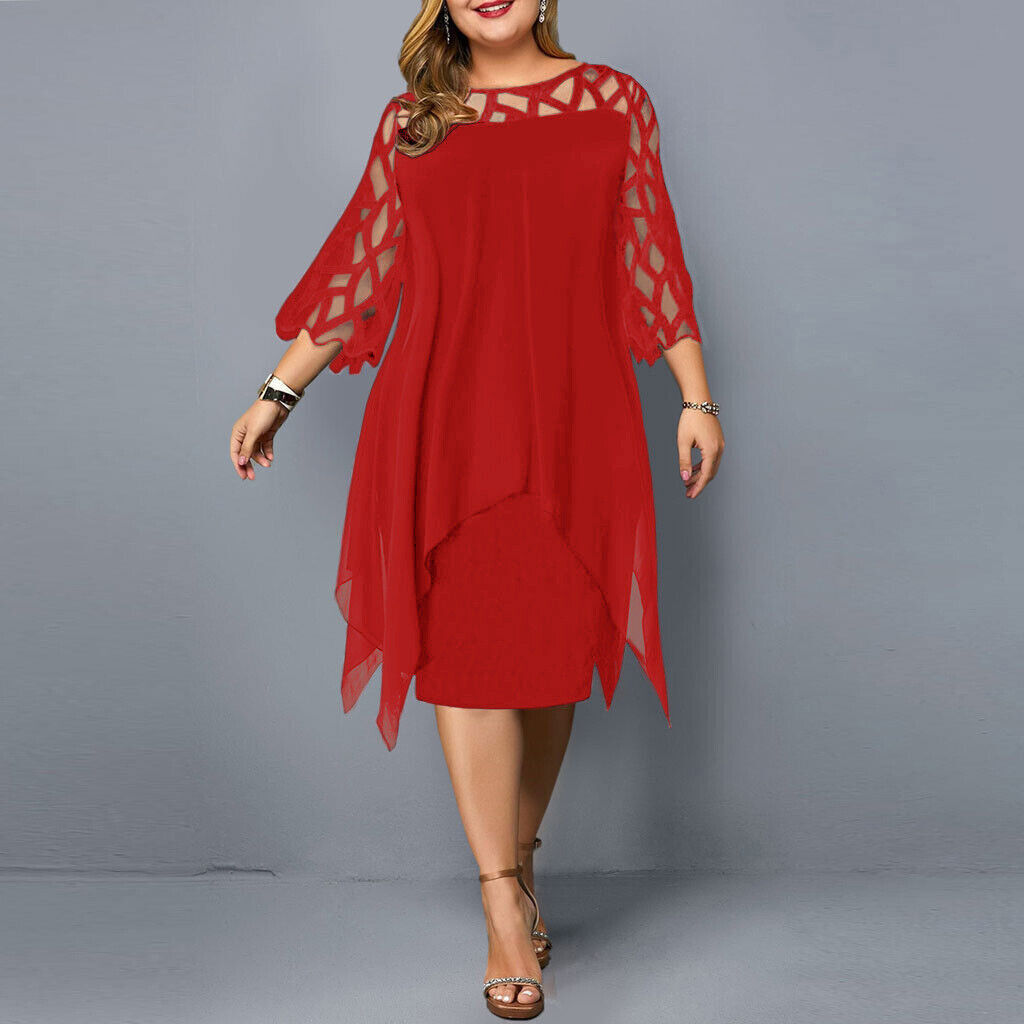 Elegant Midi Kjole til Kvinder Plus Size