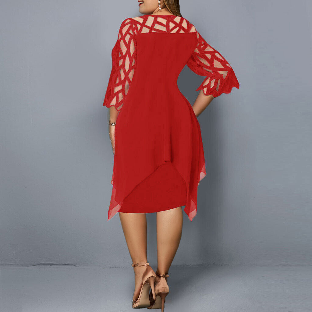 Elegant Midi Kjole til Kvinder Plus Size