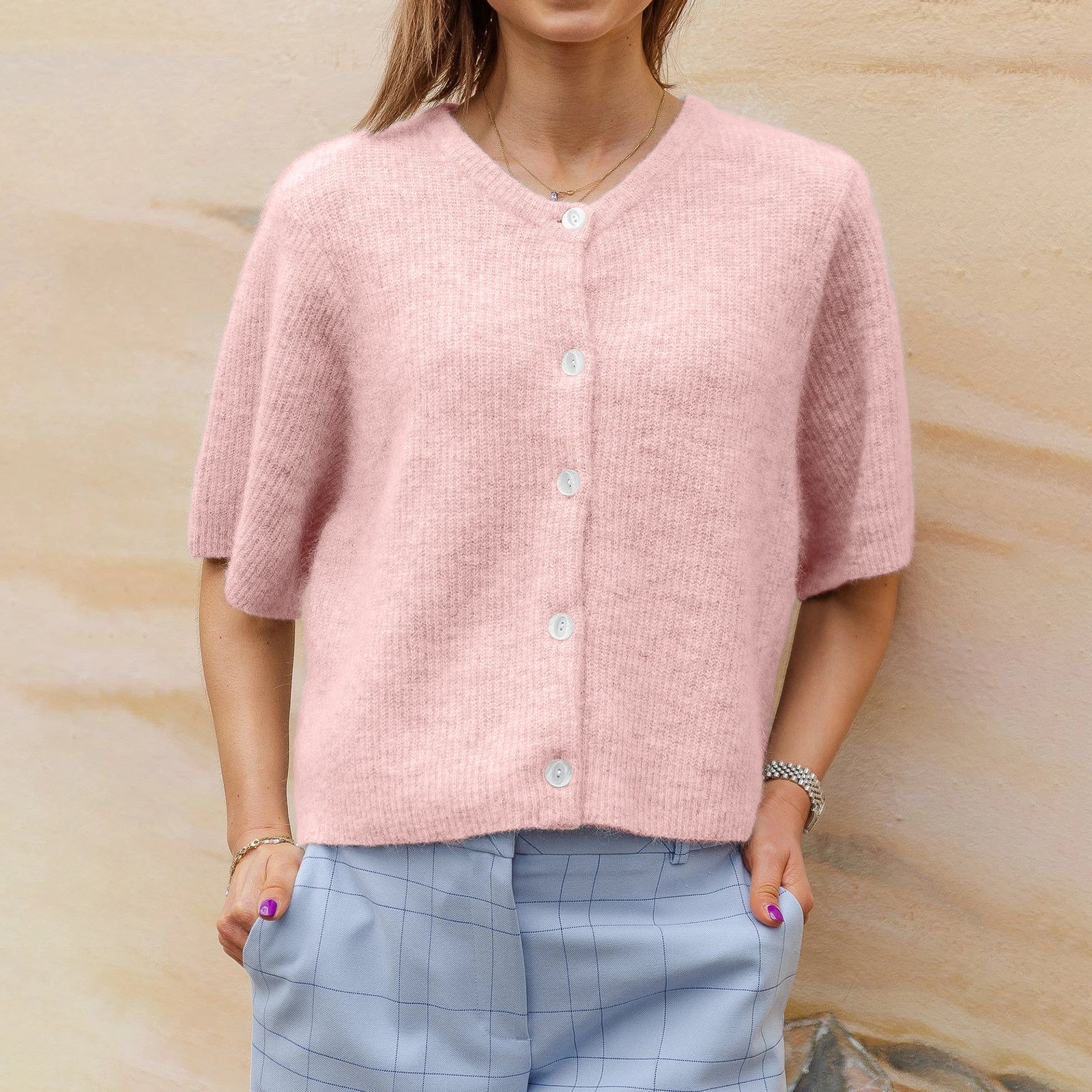 Elegant kortærmet cardigan til damer