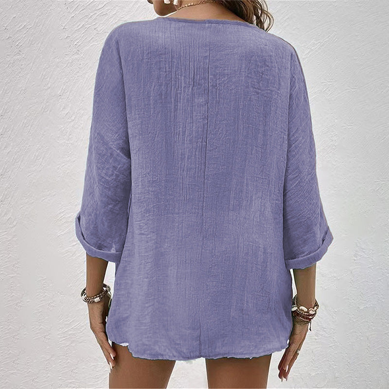Dame T-shirt med V-hals